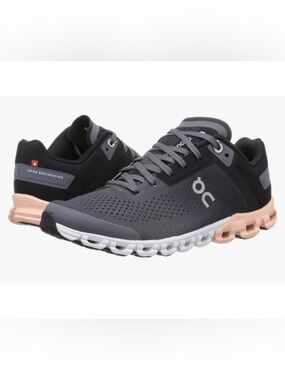 On Women's Cloudflow Running Shoes Sneakers Rock/Rose Pink Black - Like New- 8.5